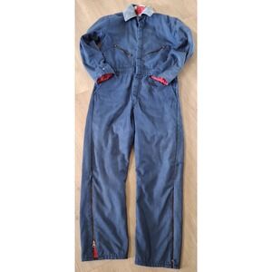 Vintage Walls Blizzard-Pruf USA Insulated Coveralls Large Tall Blue Workwear